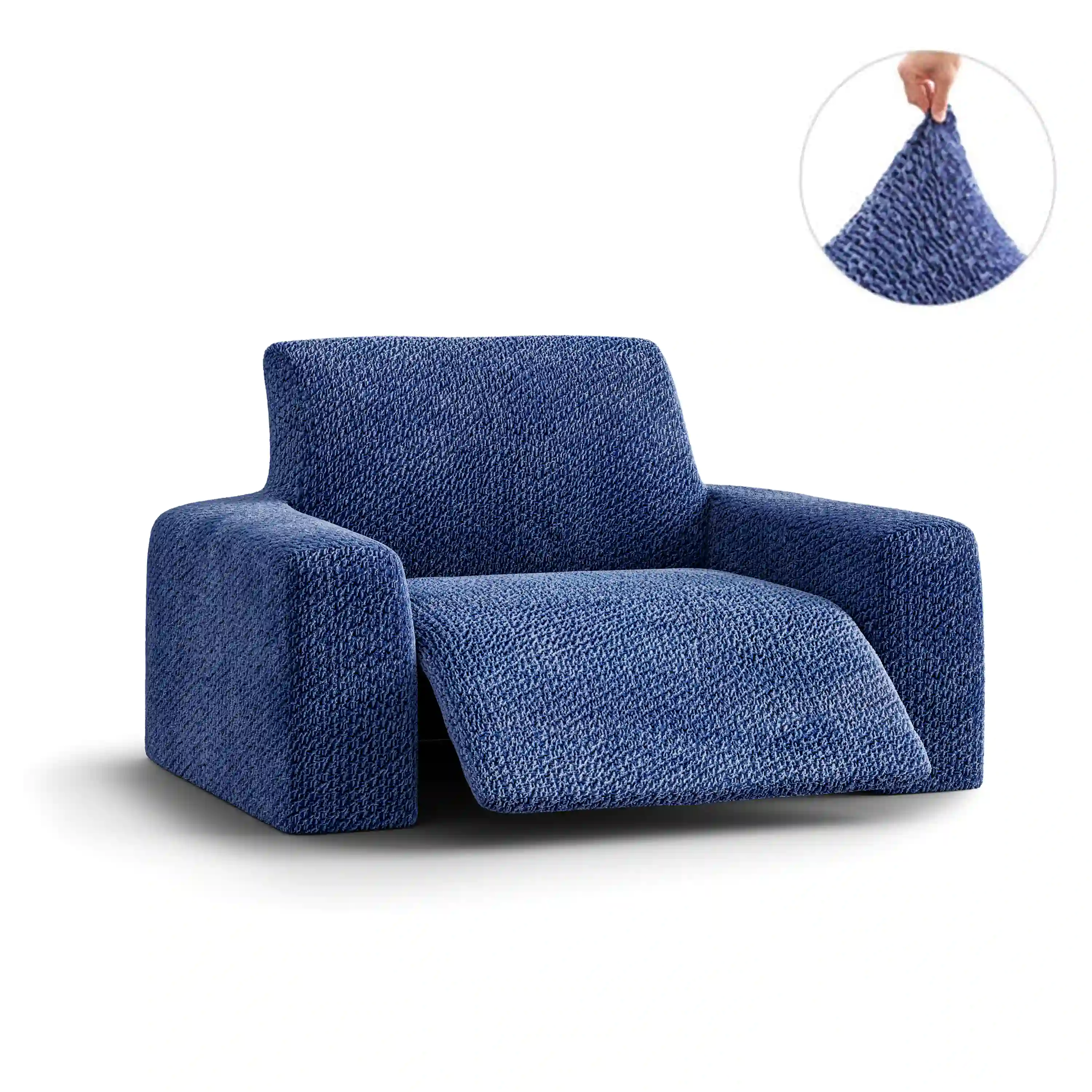 Recliner Chair Cover - Blue, Velvet